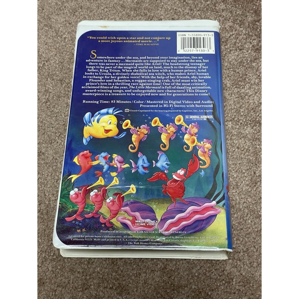 Walt Disney classic VHS Tape 913 The Little Mermaid Black Diamond - Picture 3 of 4